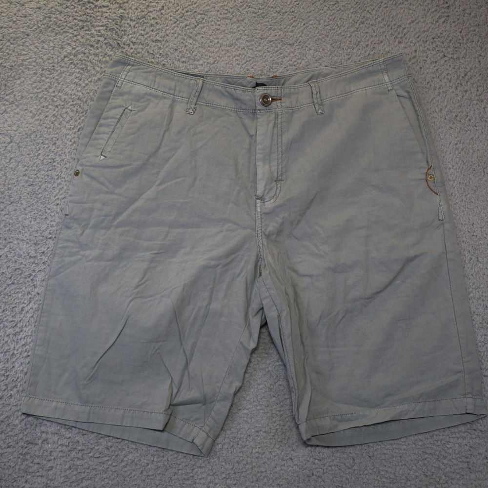Tommy Bahama Authentic Mens 36 Gray Cotton Flat Front Casual Chino Shorts
